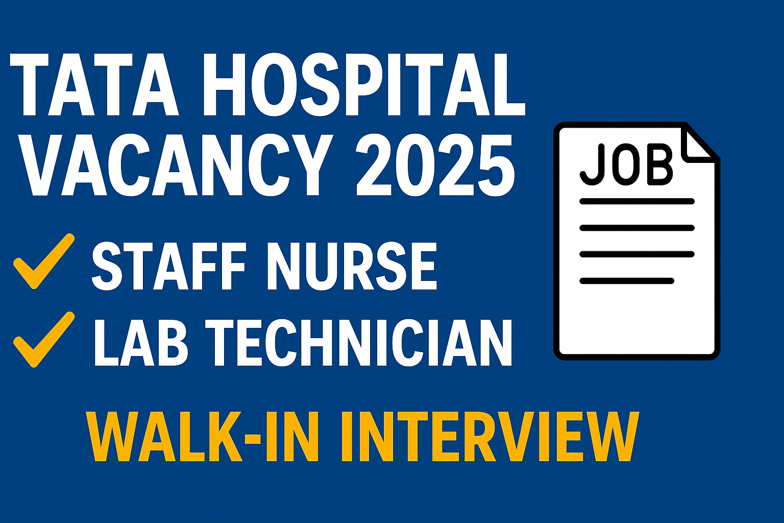 TATA Hospital Vacancy 2025 Official Notification Image in English – Includes Staff Nurse, Lab Technician Posts, Walk-in Interview